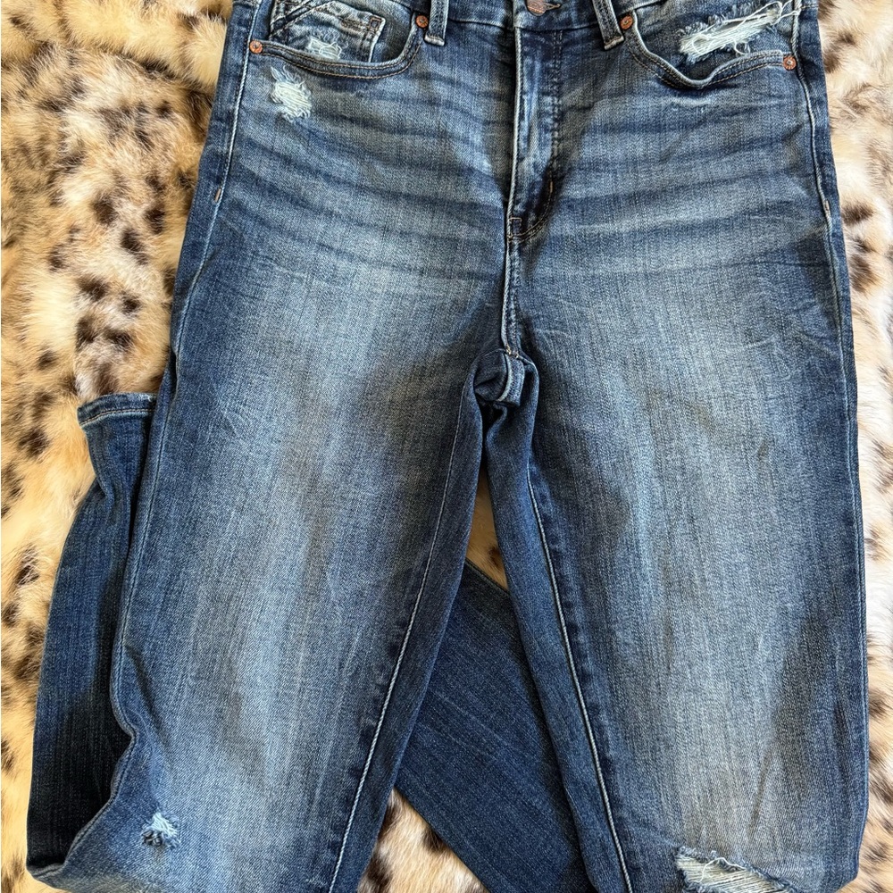 Distressed Blue Jeans